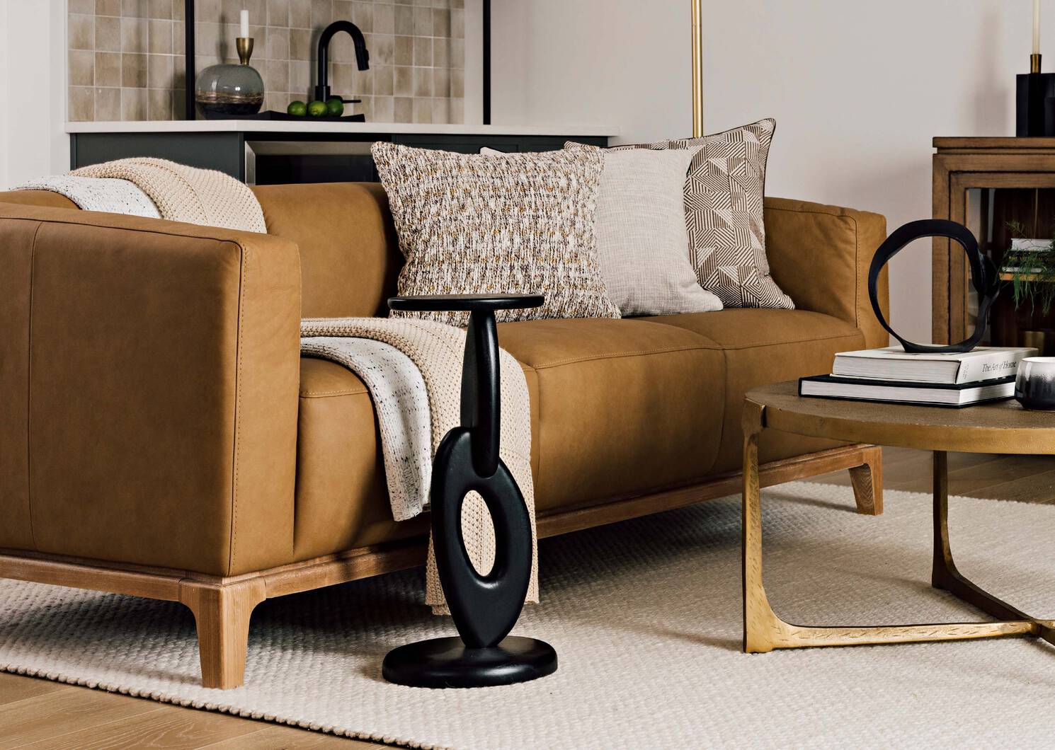 Coussin g&eacute;o Novia 20x20 ivoire/brun