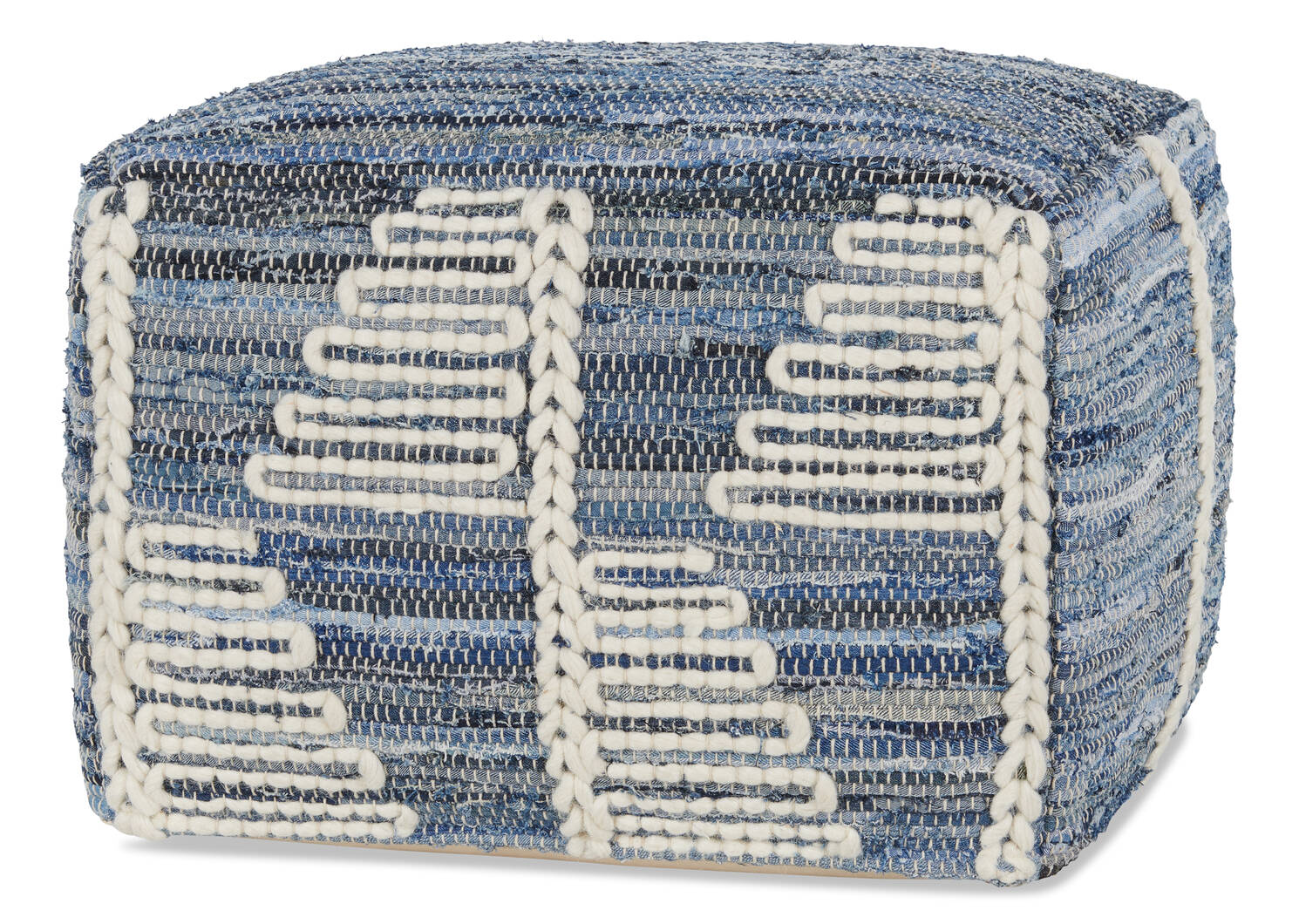 Brair Textured Pouf Blue Grey/Ivory