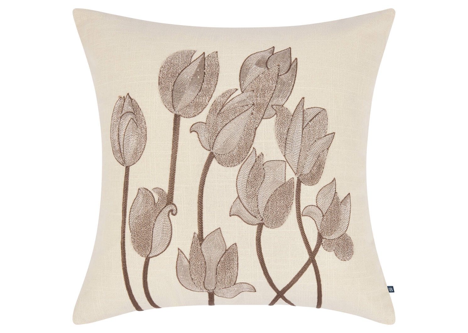 Coussin coton floral Ramea 20x20 iv/brun