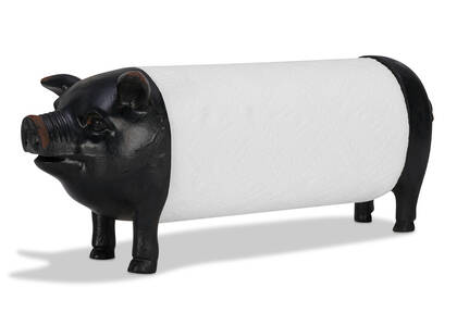 Pig Paper Towel Holder Black