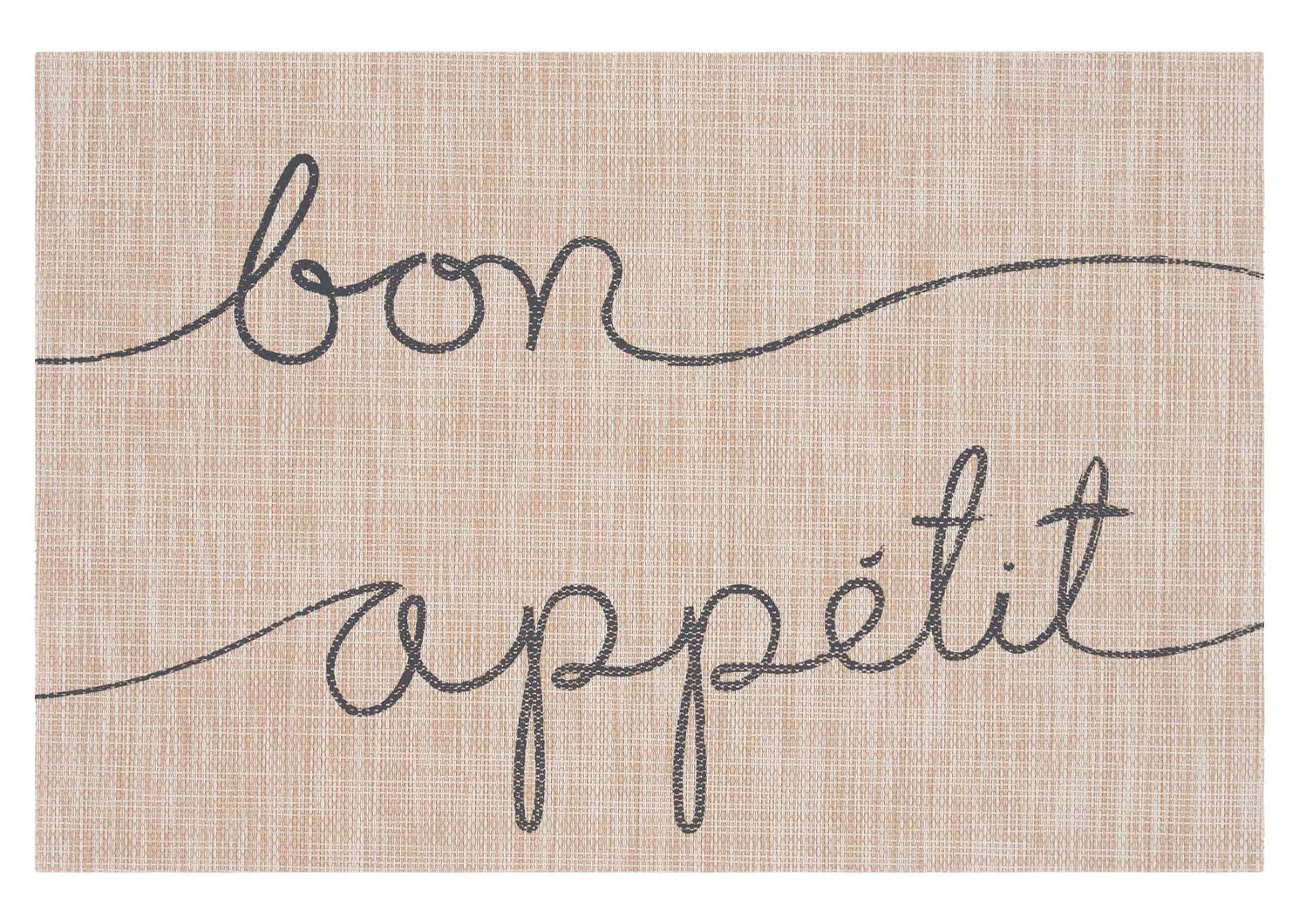 Napperon Bon appétit naturel/gris