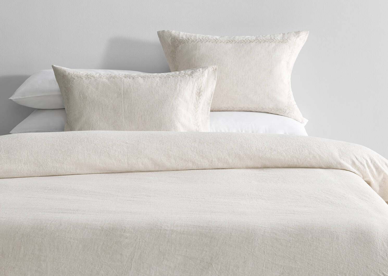 Ciaz Cotton/Linen Duvet Set Queen Iv/Tan