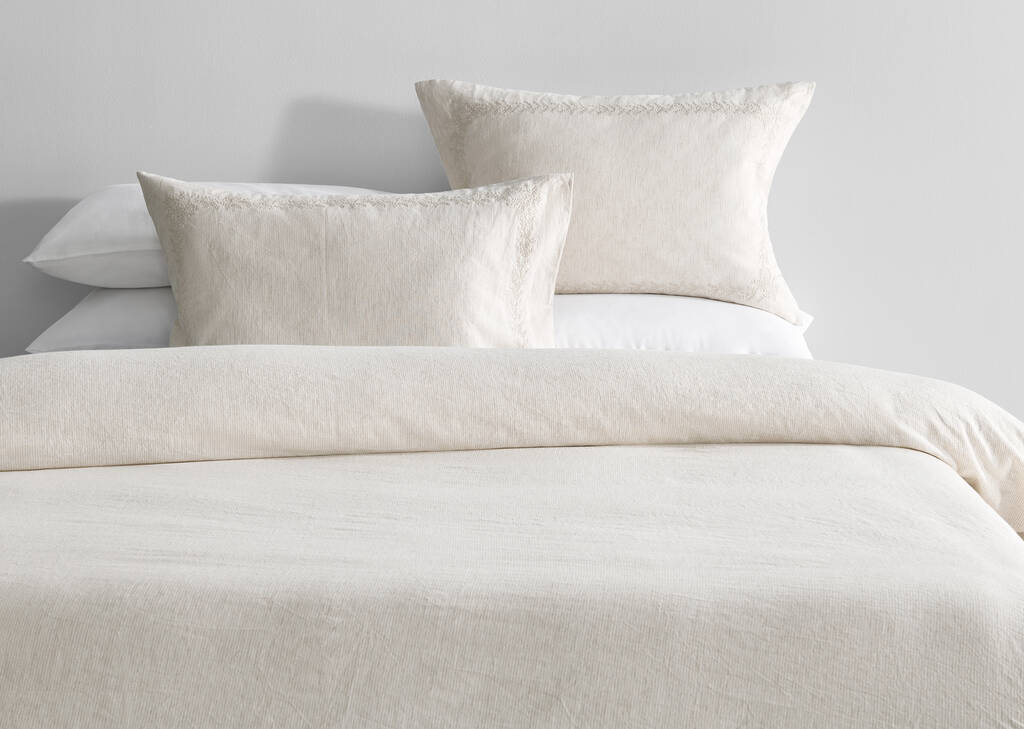 Ciaz Cotton/Linen Duvet Set Queen Iv/Tan