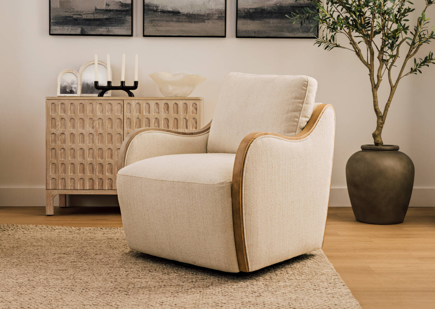 Fauteuil pivotant Olivia -Mel ivoire