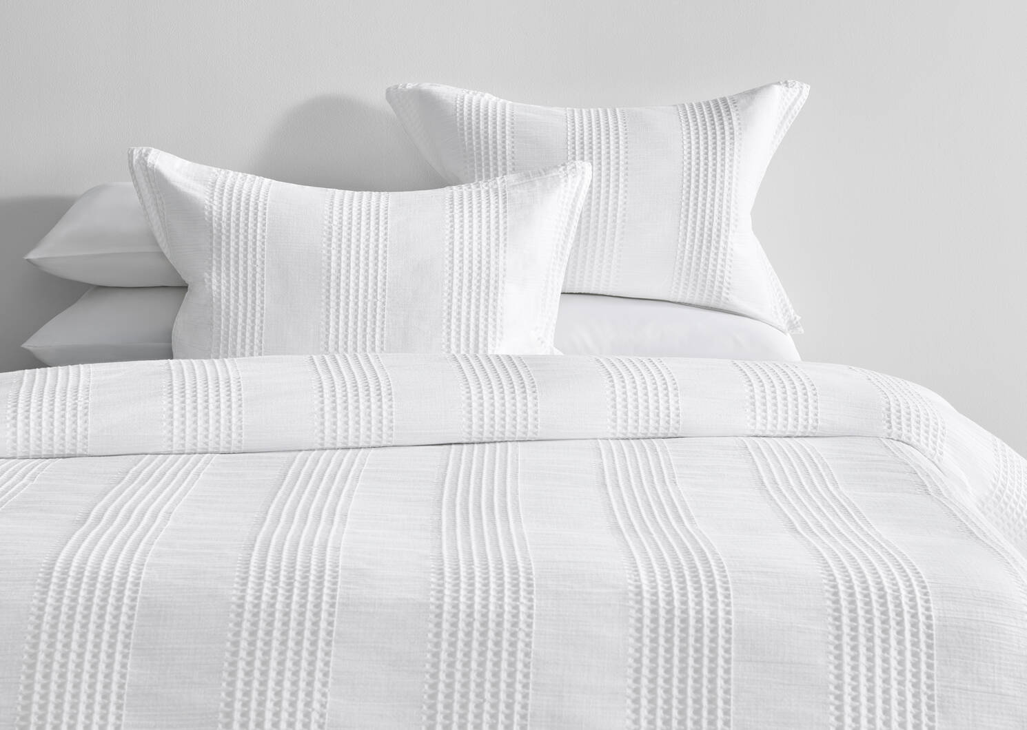 Sheena Cotton Waffle Duvet Set Queen Wht