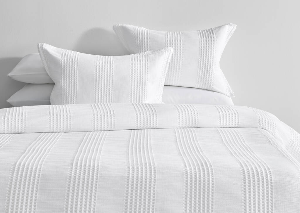 Sheena Cotton Waffle Duvet Set Queen Wht
