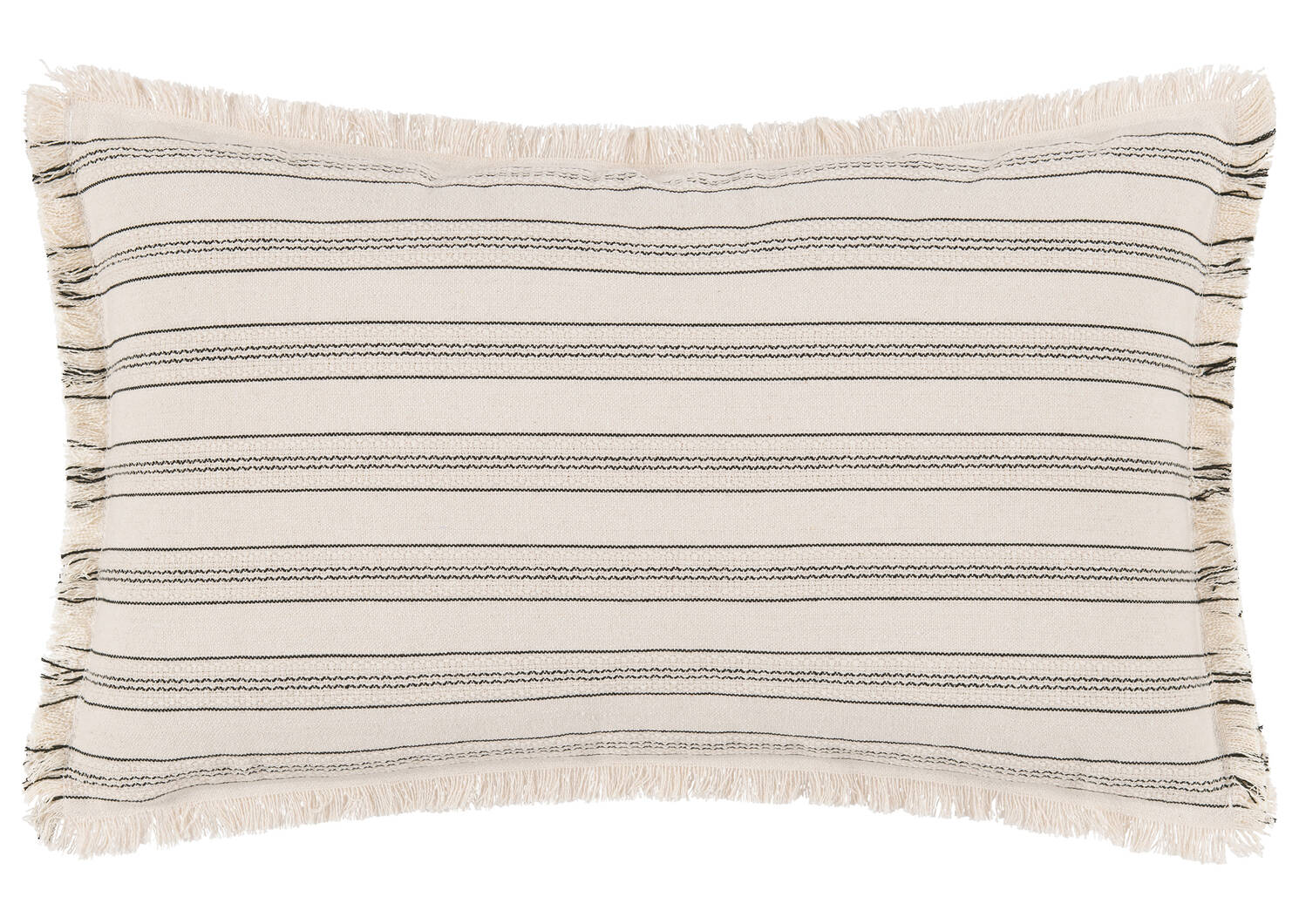 Coussin rayé Novoli 14x24 naturel/noir