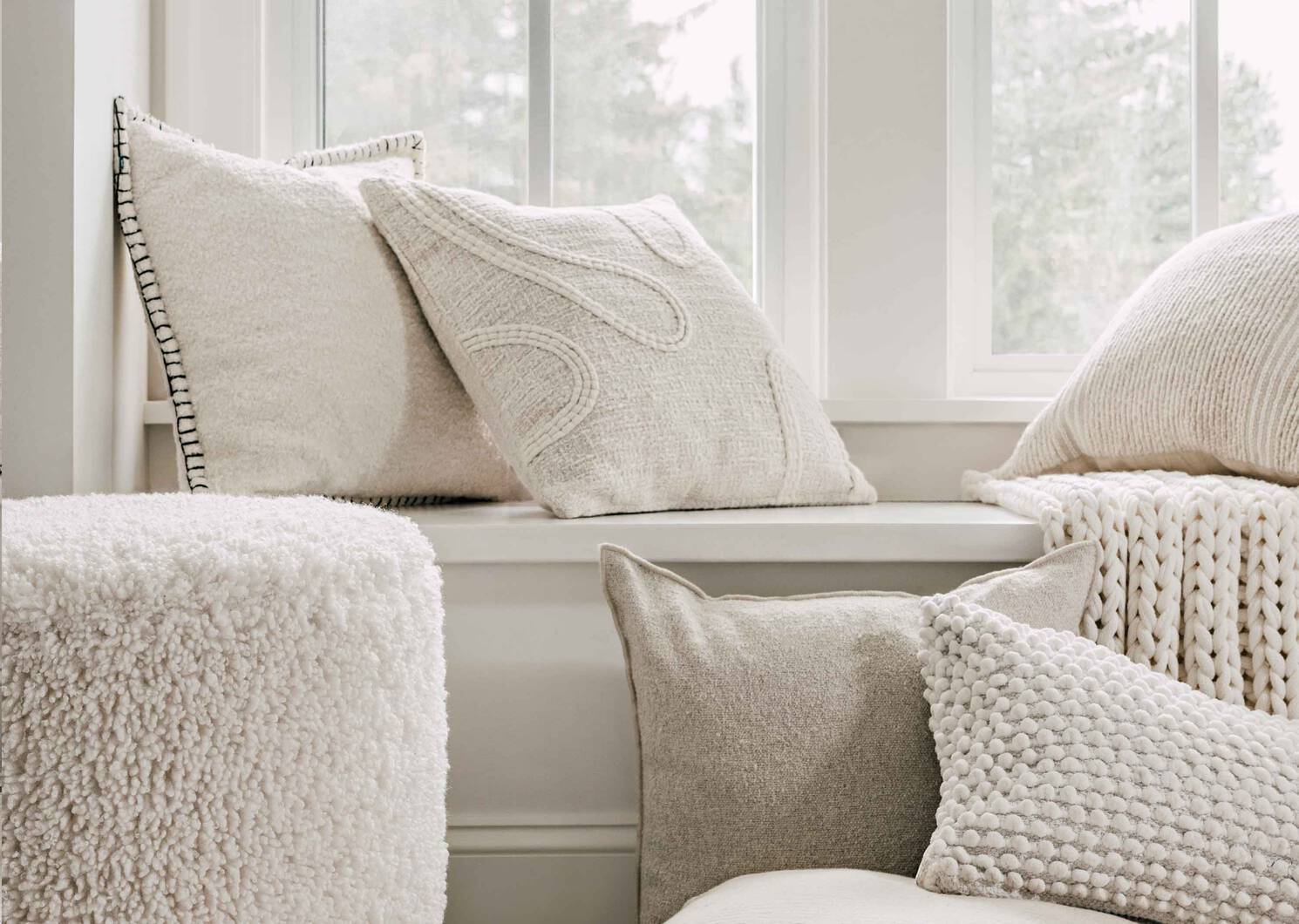 Elisa Cotton Pillow 20x20 Ivory