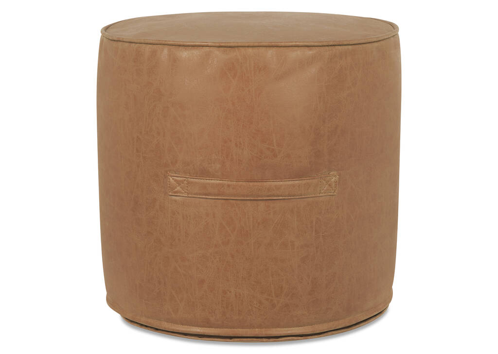 Pouf en similicuir Harlin brun clair