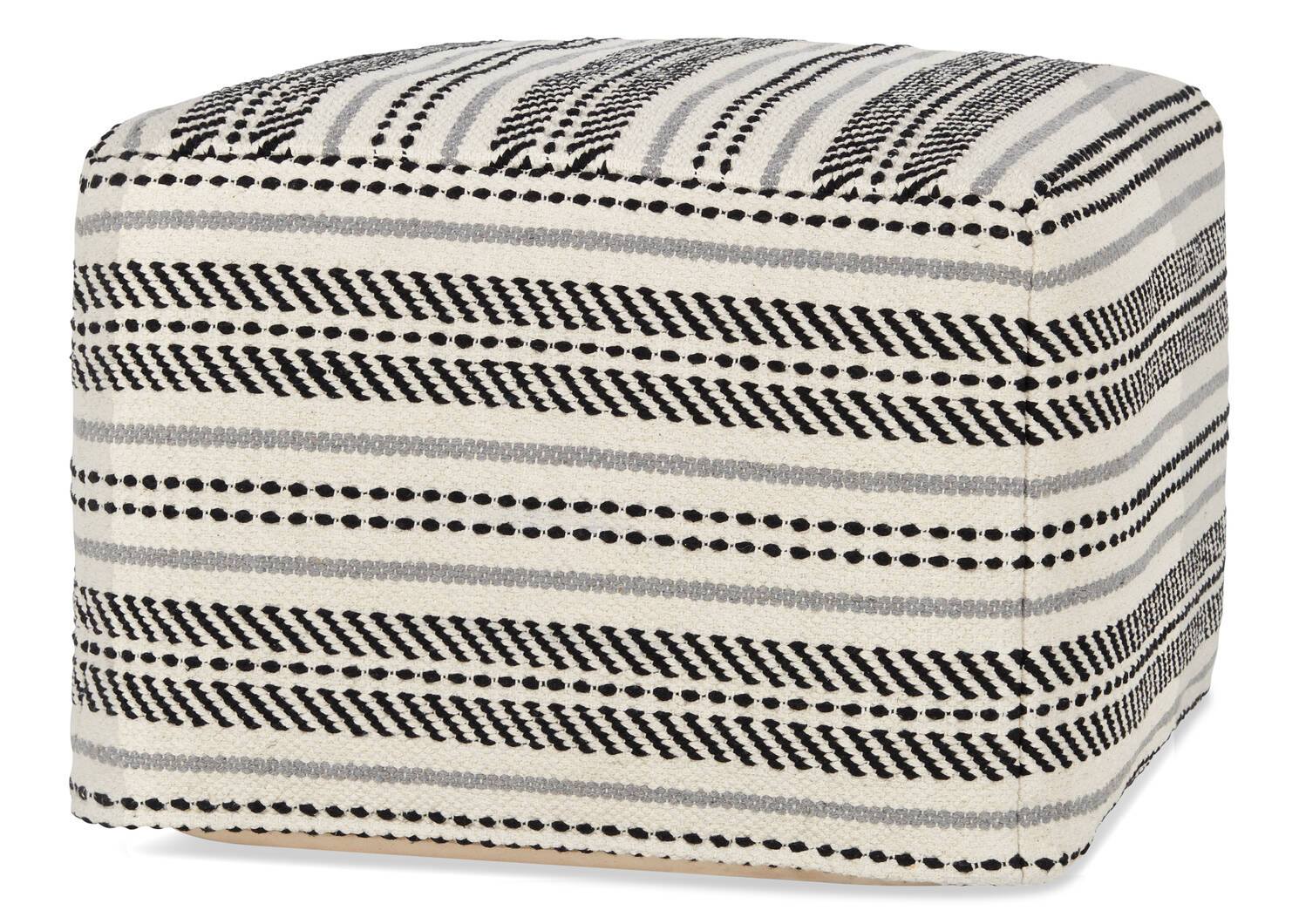 Hadley Striped Pouf Natural/Black