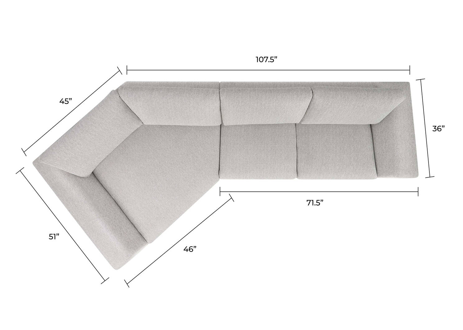 Altamira Sofa Chaise -Mina Dove, LCF