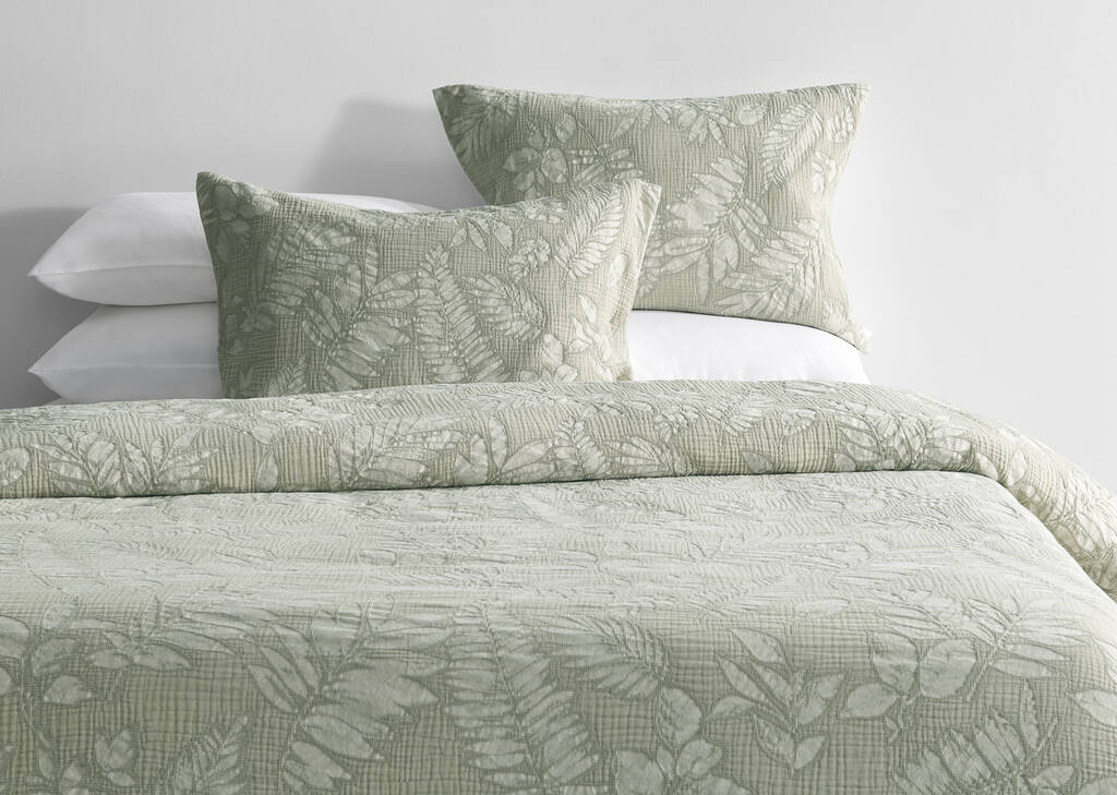 Emiya Leaf Duvet Set Queen Sage