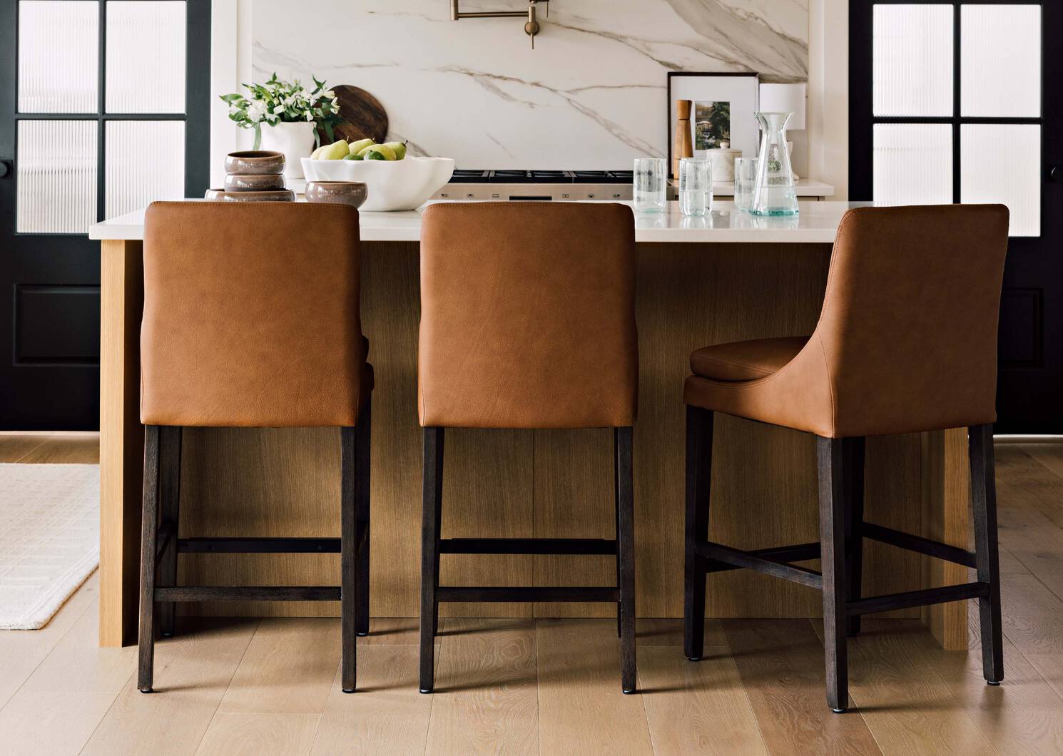 Tabouret en cuir Maurizio -Torino argile