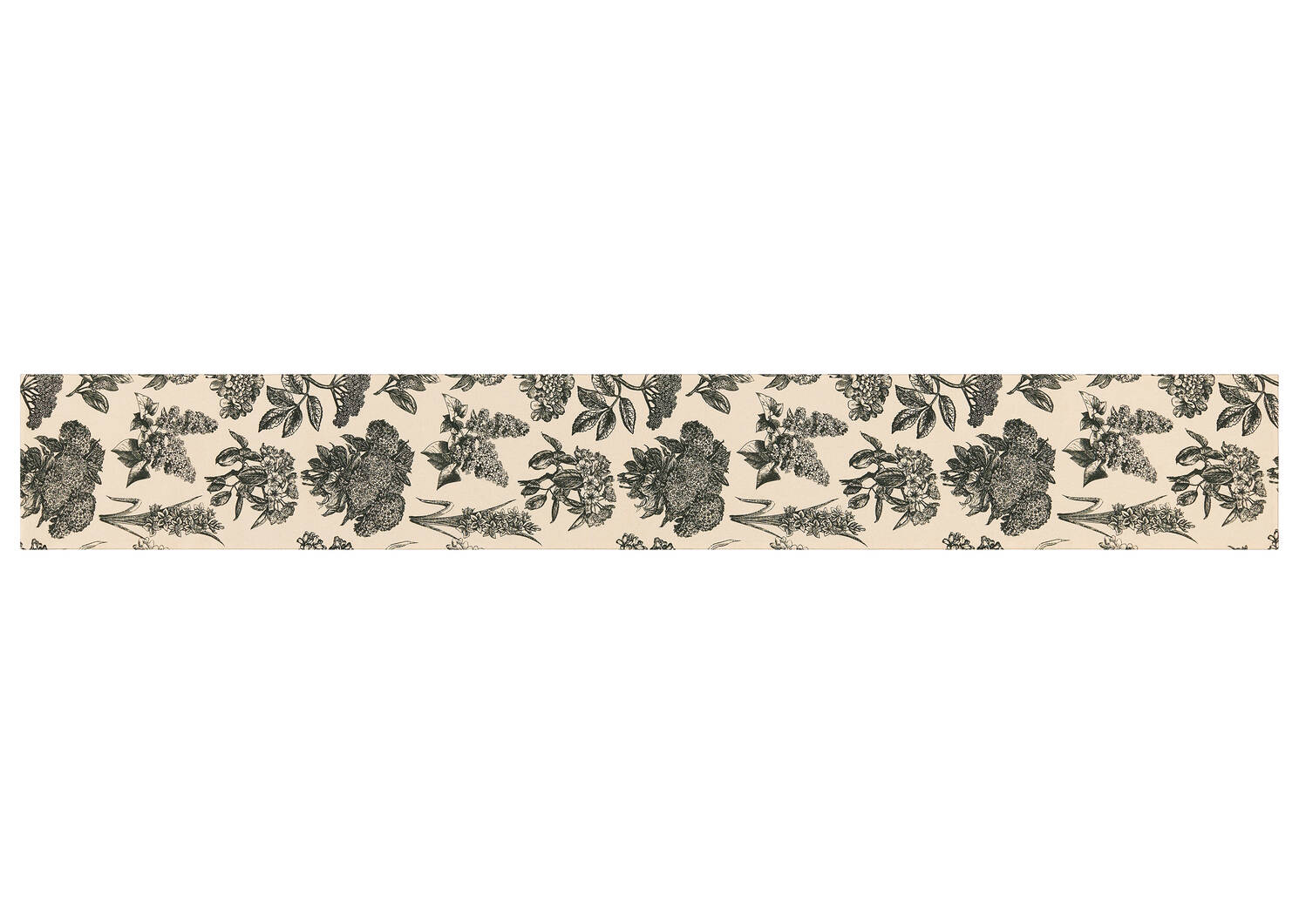 Chemin de table Hydrangea naturel/noir