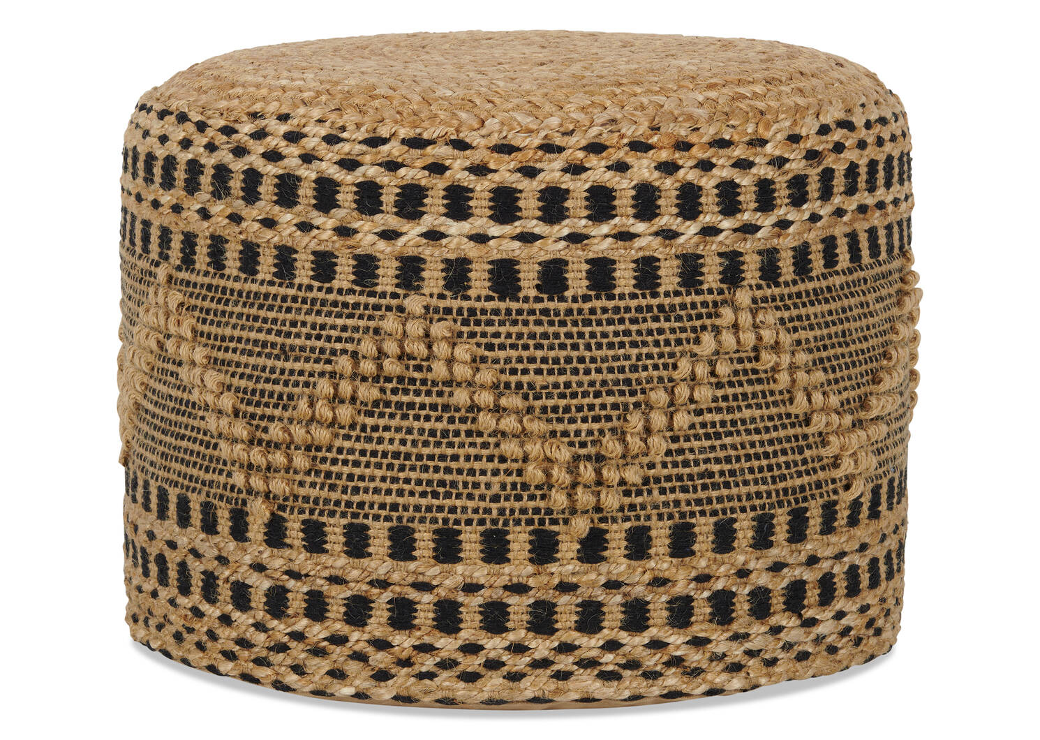 Pouf zig zag en jute Lina naturel/noir