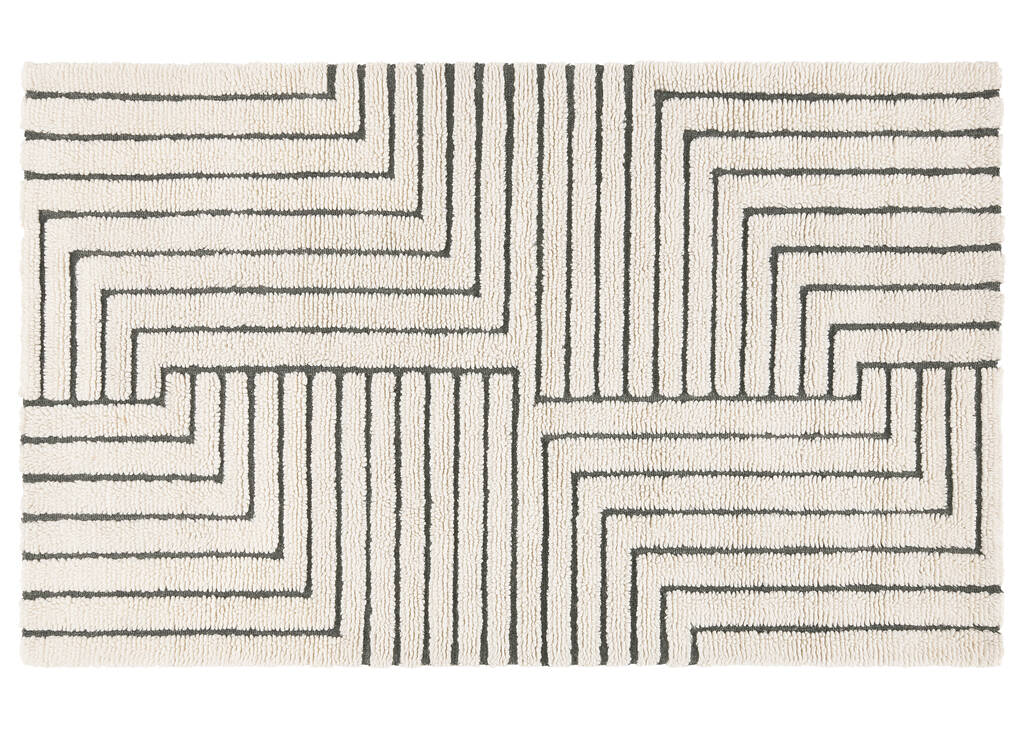 Tapis en laine Rohe 60x96 ivoire/noir