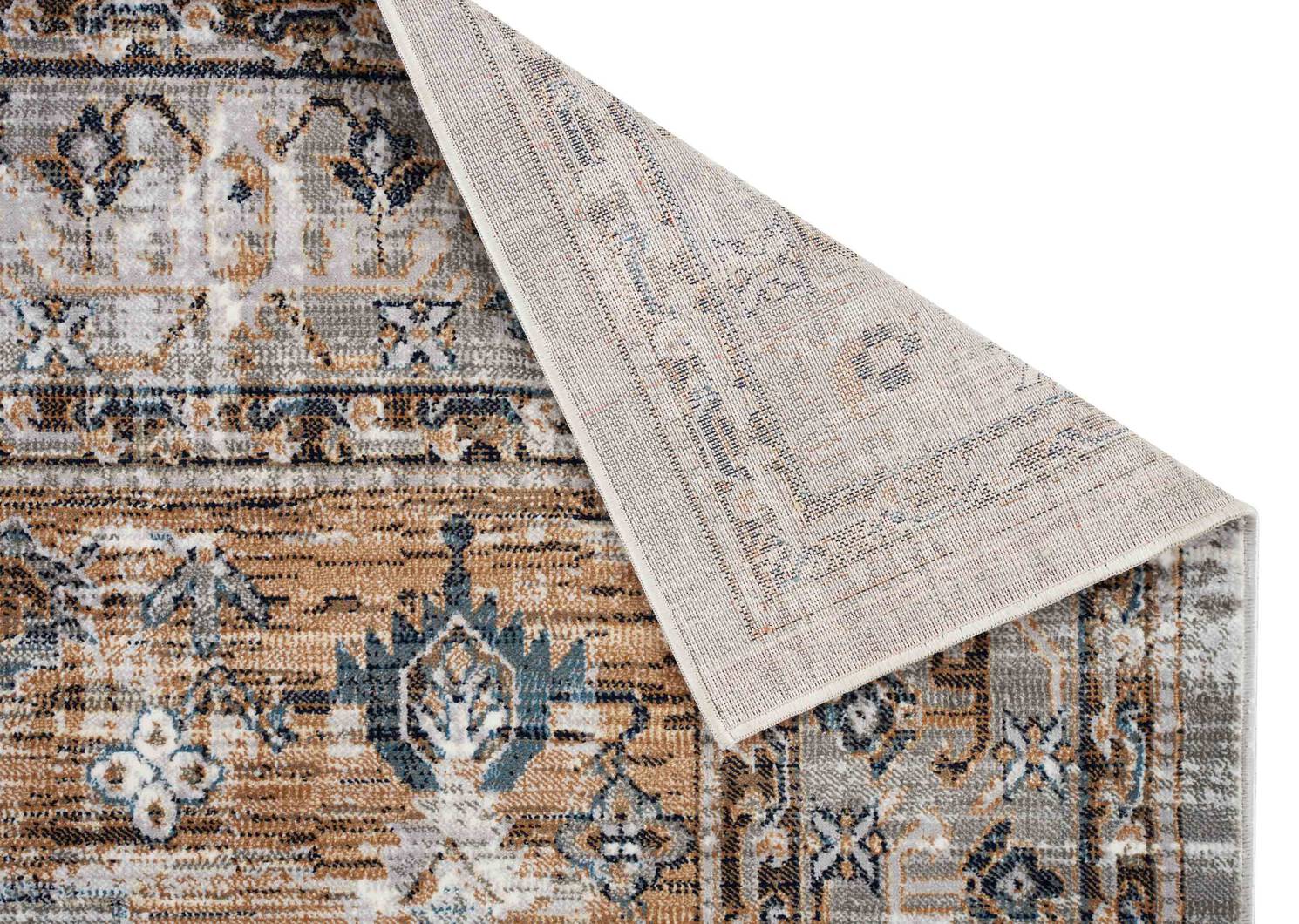Tapis Yasmin terre brûlée/bleus
