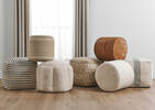 Pouf en coton Clarkson ivoire