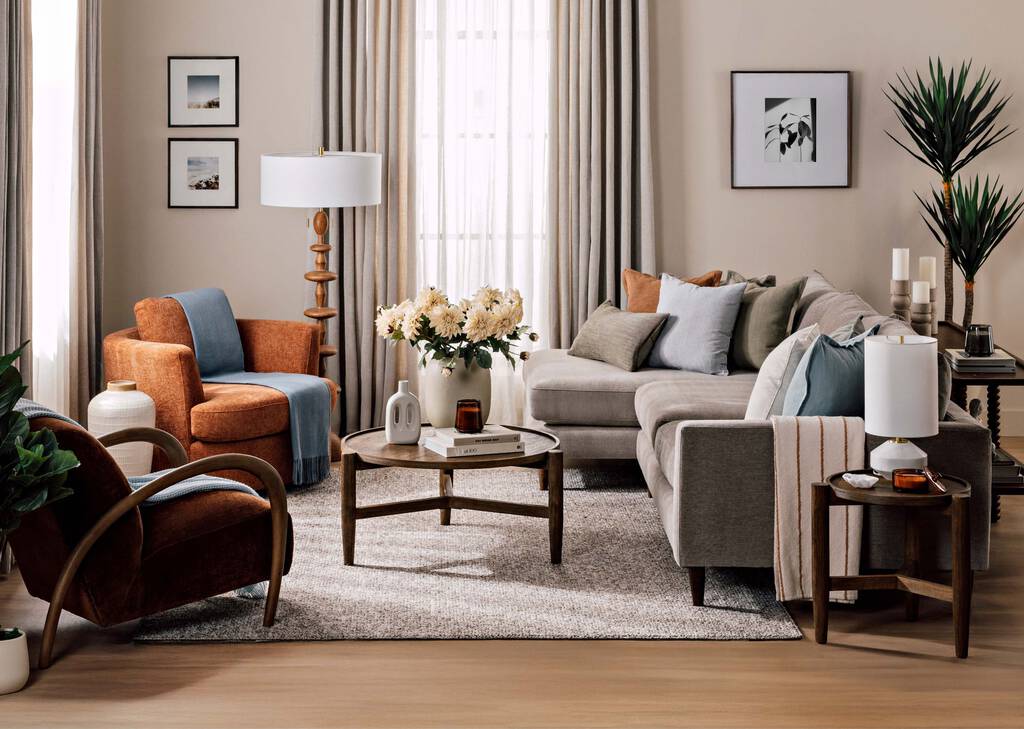 Canap&eacute; ang. Nixon -Serenity taupe ch, g.