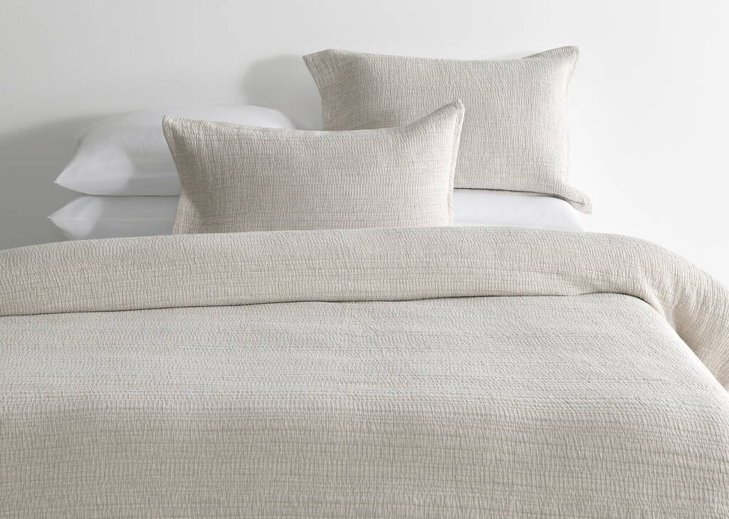 Marin Cotton Duvet Set King Nat/Lt Gr
