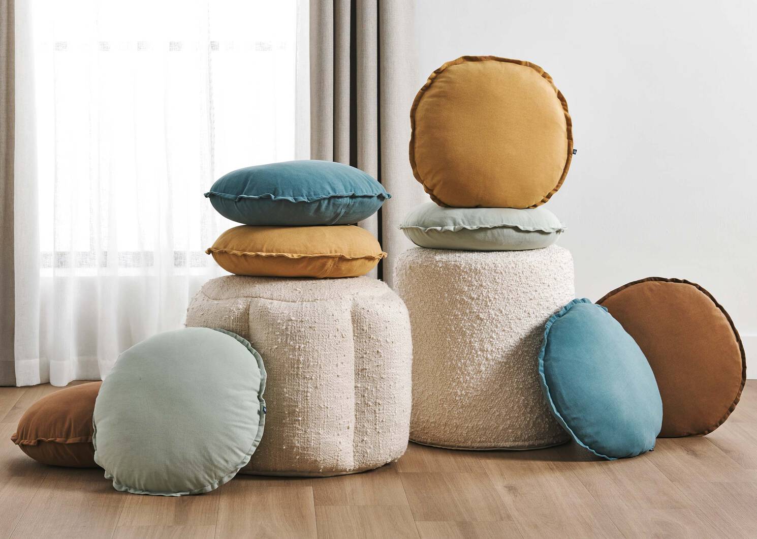 Pouf en coton Mara ivoire
