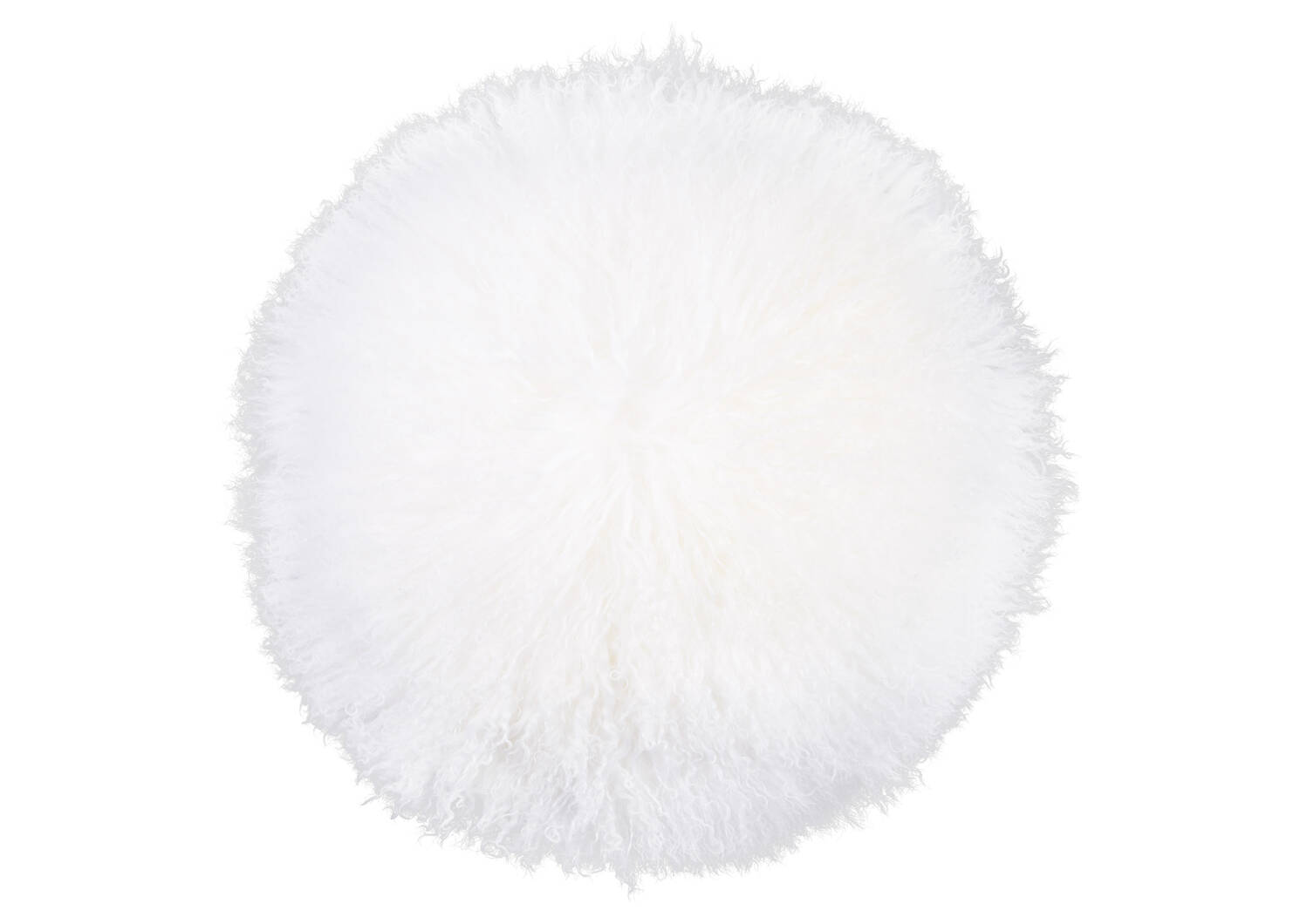 Coussin rond Mongolian 16x16 blanc
