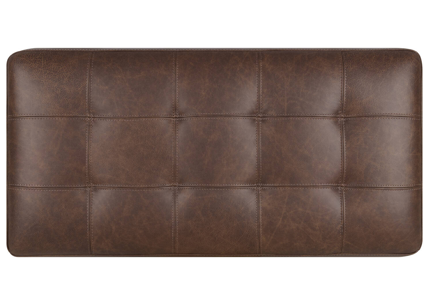Carson Leather Ottoman -Wes Rum