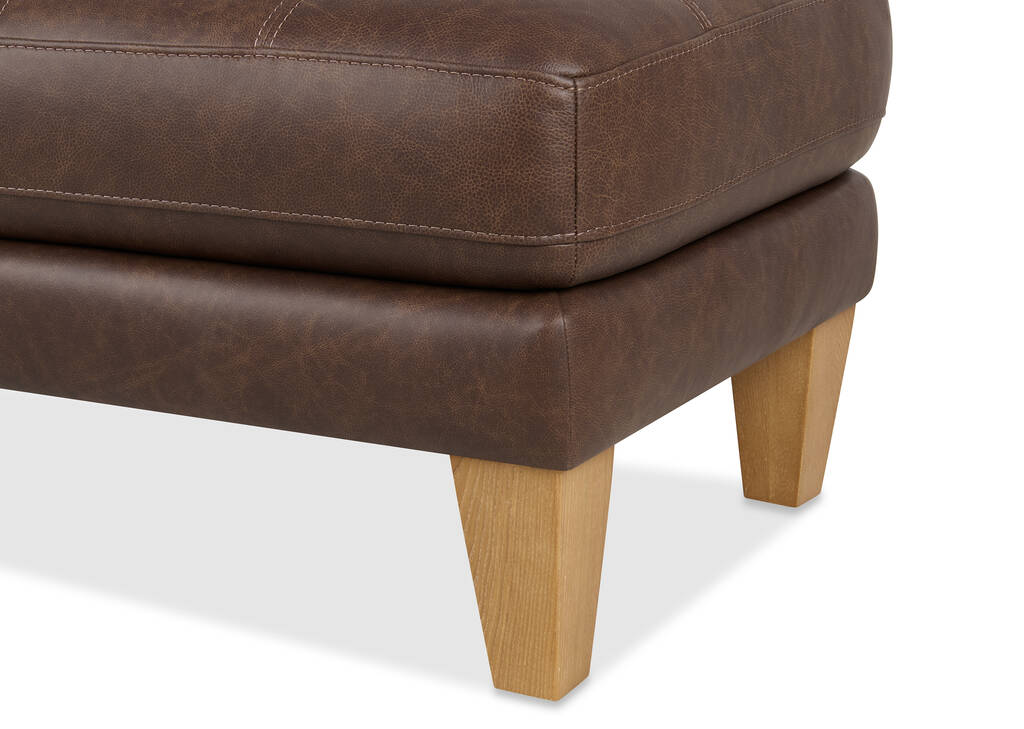 Carson Leather Ottoman -Wes Rum