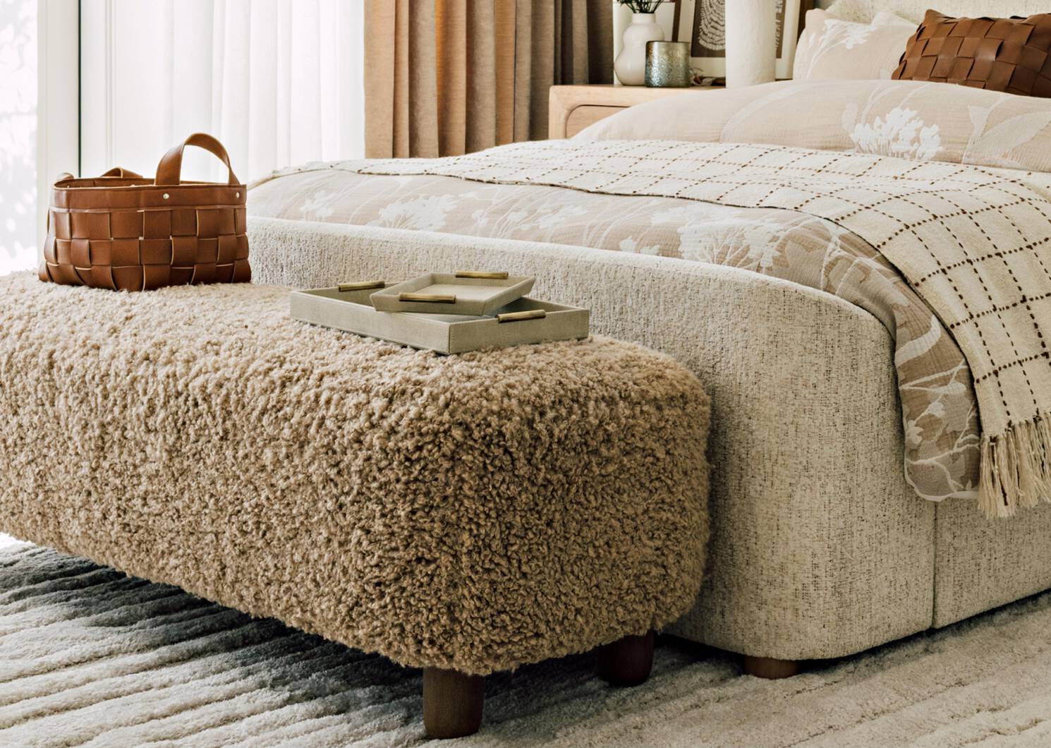 Grand plateau similicuir Burrell sable