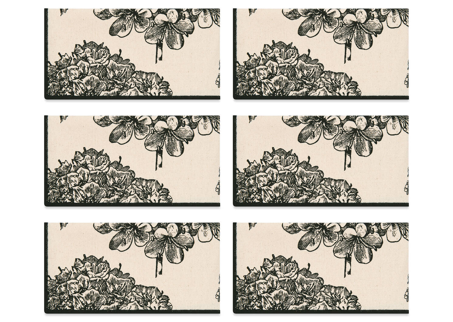 Ensemble 6 serviettes Hydrangea nat/nr
