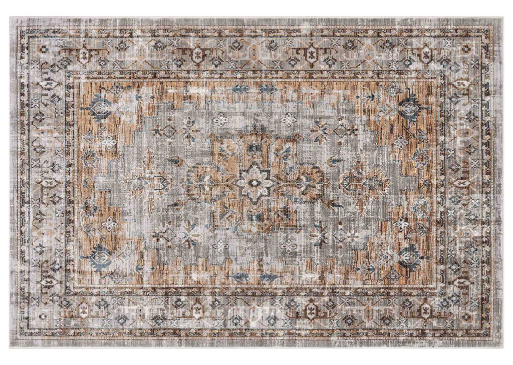 Tapis Yasmin terre brûlée/bleus