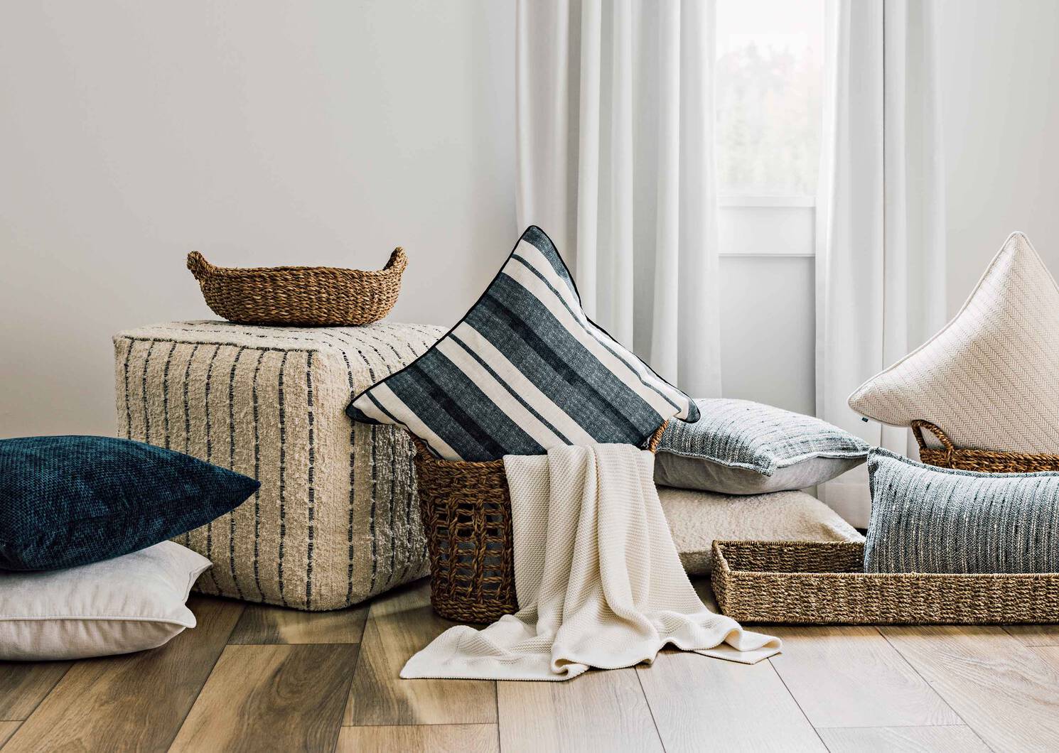 Jeté en coton Ashby ivoire