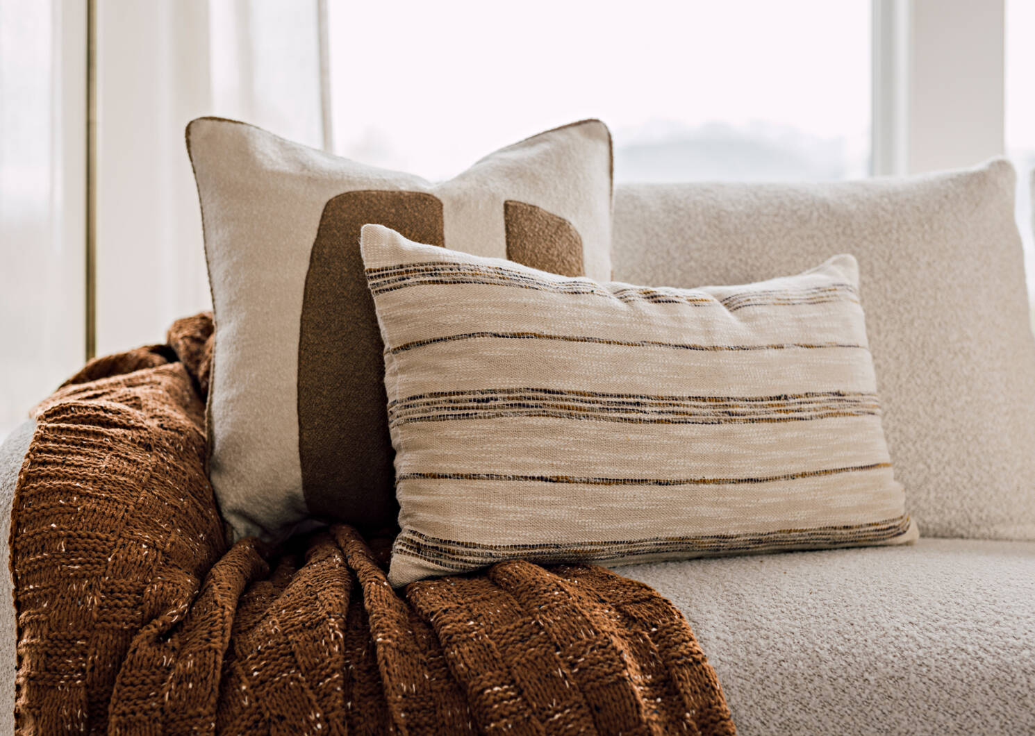 Zira Cotton Striped Pillow 14x24 Natural