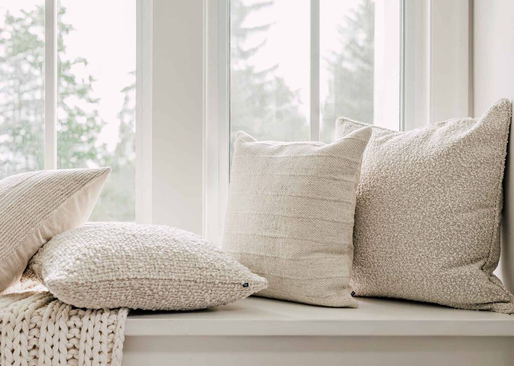 Coussin en boucle Cleo 20x20 ivoire