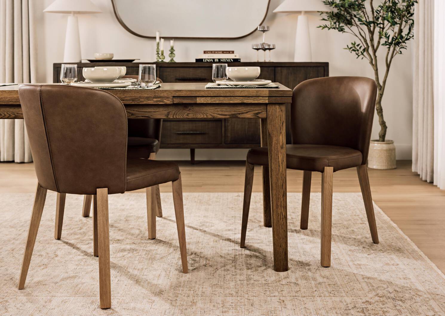 Chaise en cuir Eldridge -Leo moka