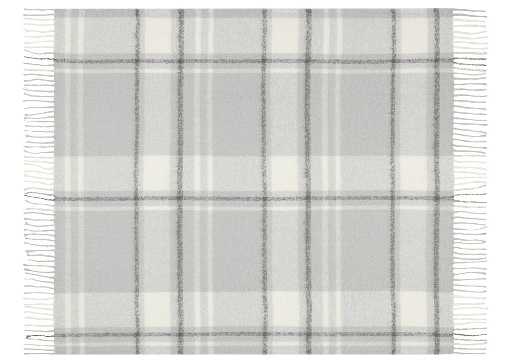 Aaron Plaid Throw Lt Grey/Ivory/Dk Gr