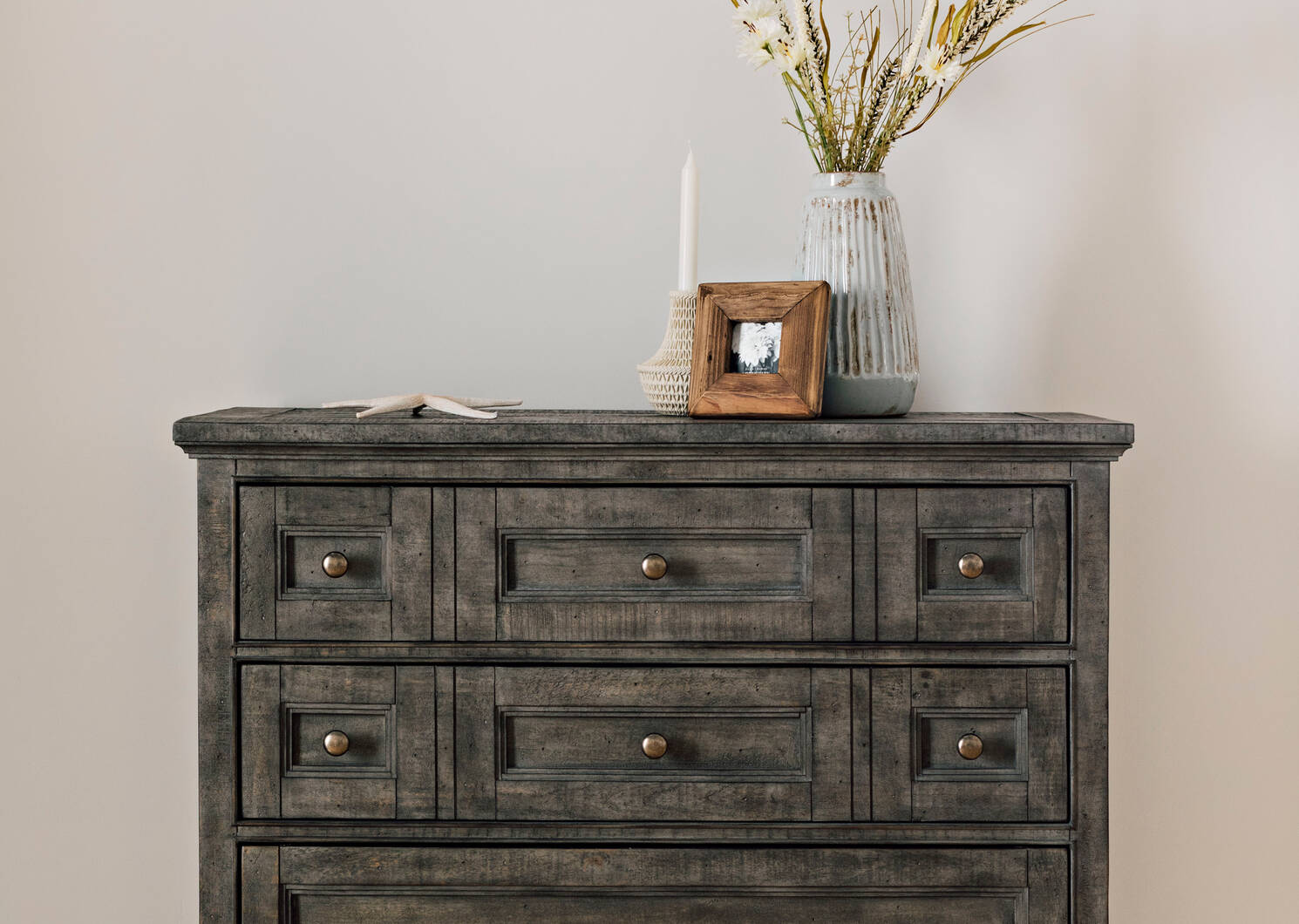 Commode à 5 tiroirs Parker -héron gris