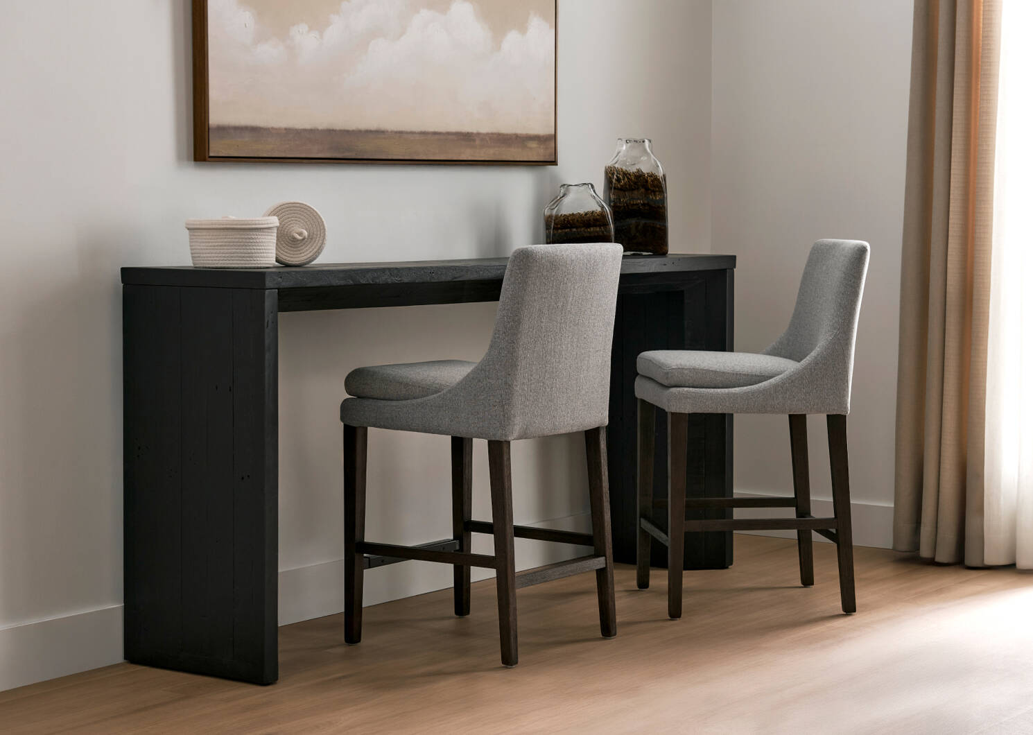 Tabouret Murdoch -Cyrilo argenté/vison
