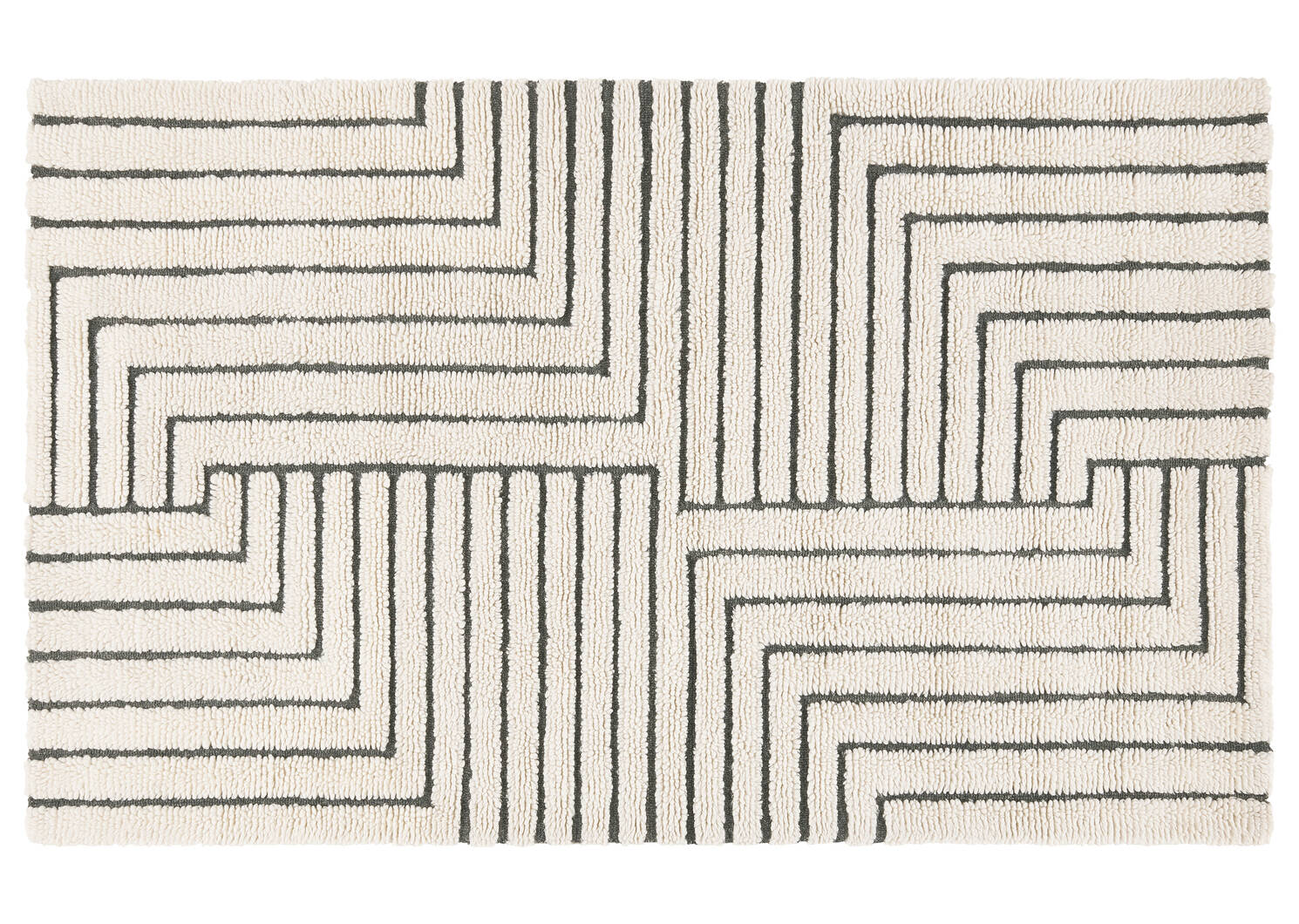 Tapis en laine Rohe 96x120 ivoire/noir