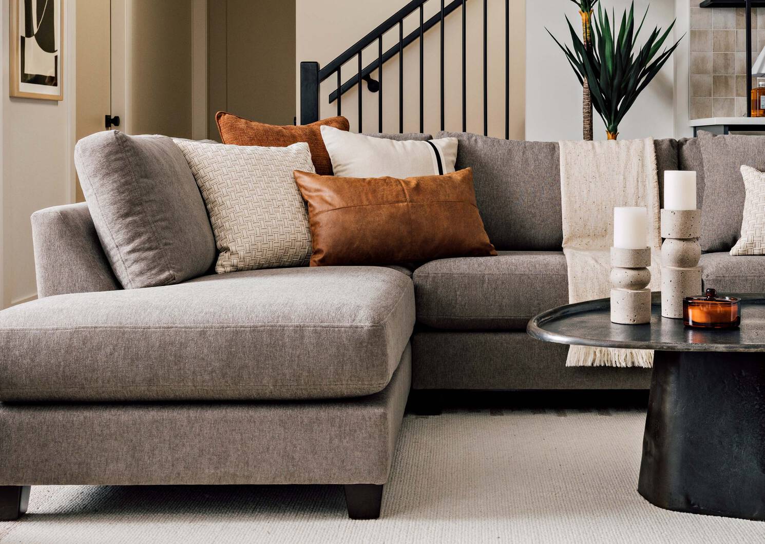 Coussin en coton Leslie 20x20 iv/noir