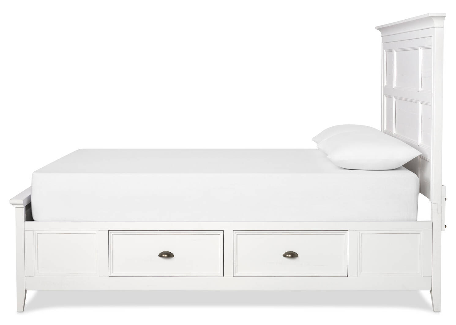 Parker Storage Bed -Heron White, QUEEN