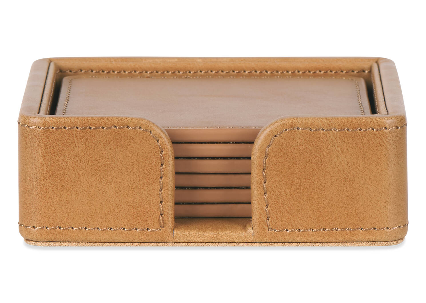 Riva Coaster Set with Holder Tan