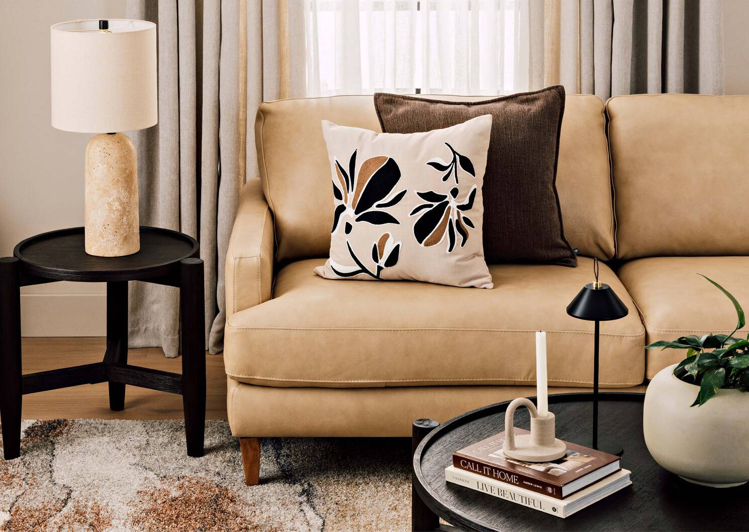 Canap&eacute; en cuir Nicolo -Dutton kaki