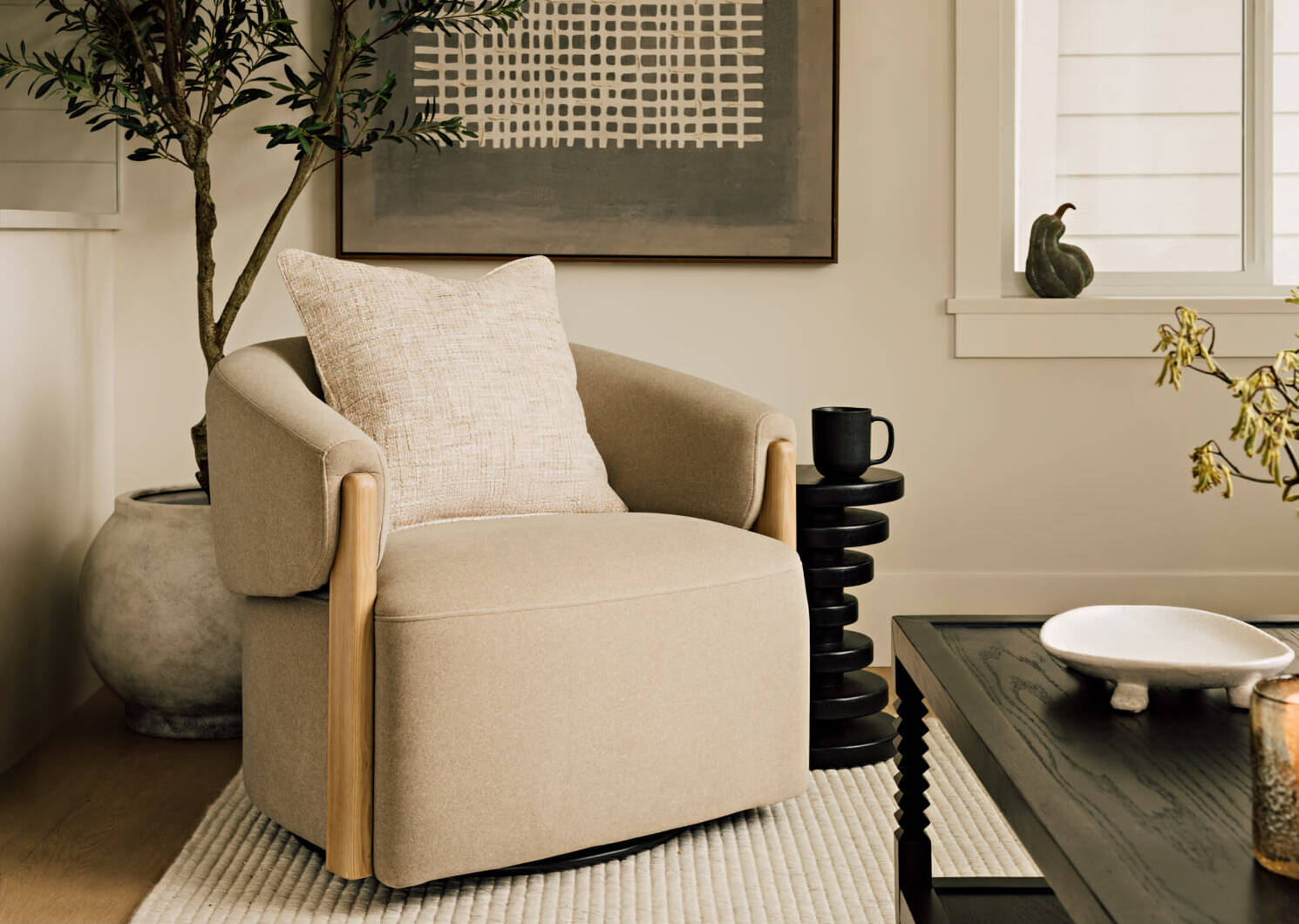 Fauteuil pivotant Alicent -Vaughn sable