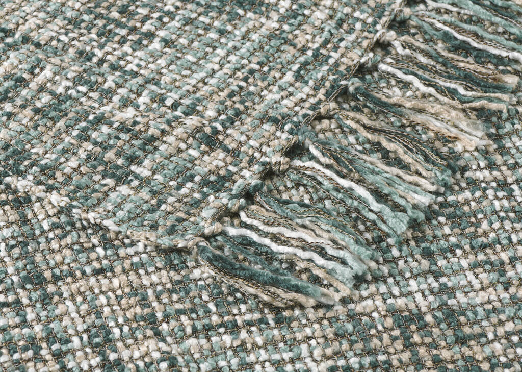 Jeté Betina blanc/bleu/étang