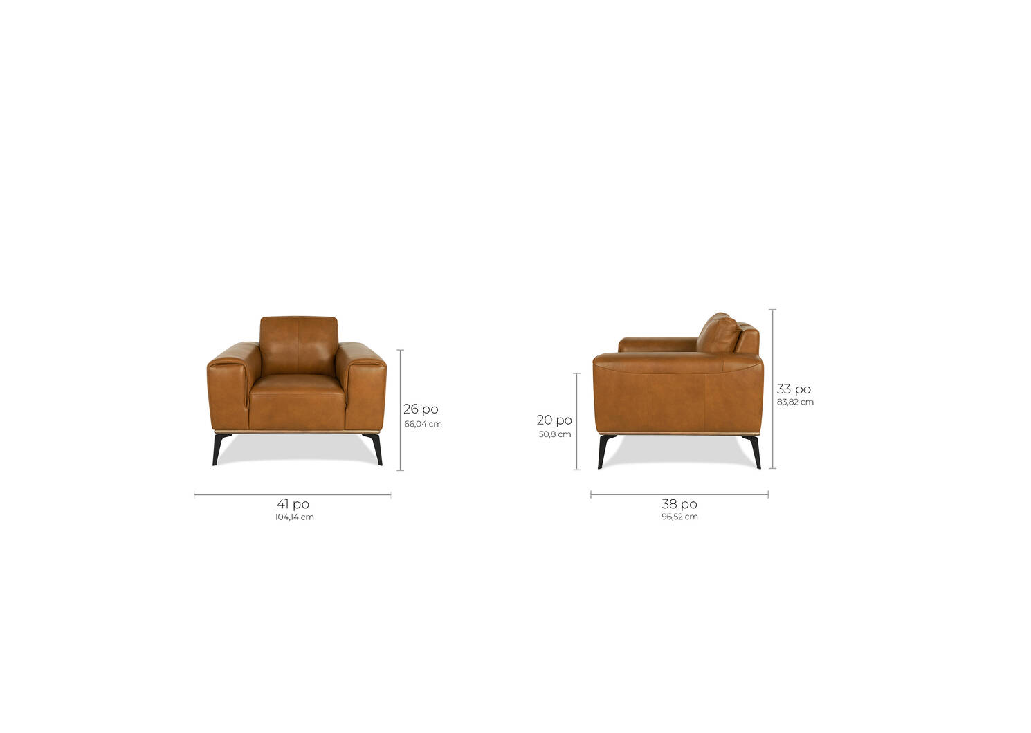 Fauteuil en cuir Alton -Mira cognac