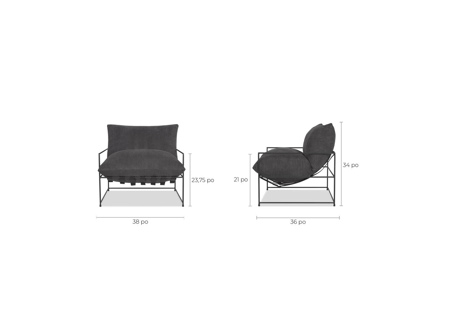 Fauteuil Mondo 38 po -Sorrento graphite